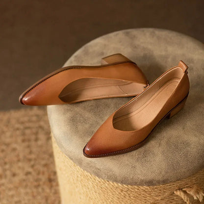 Emily | Women's Block Heel Pumps Pointed Toe Slip On Work Shoes