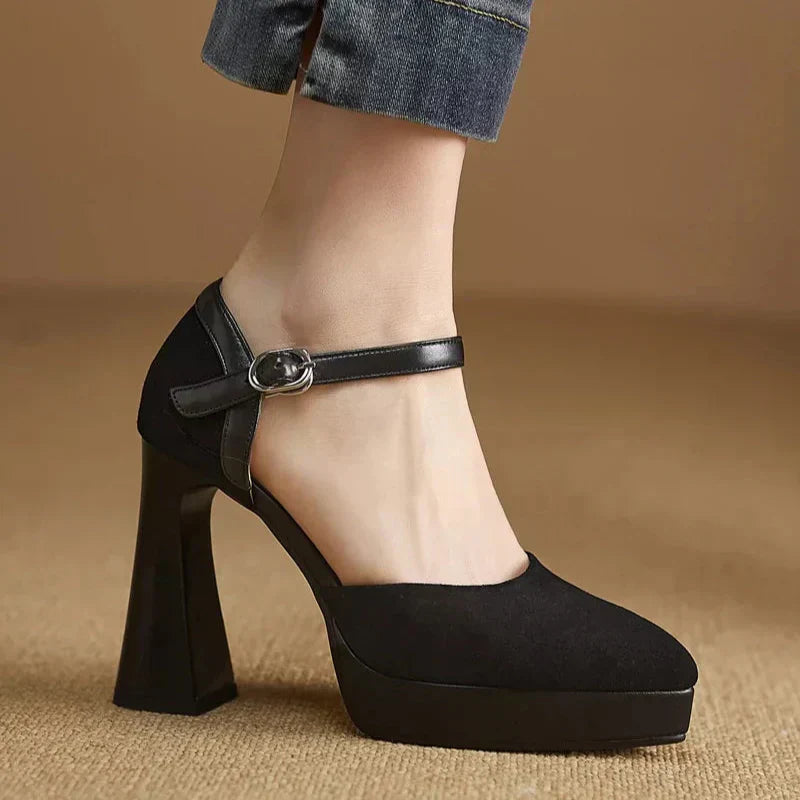 Gemma | Women's Platform Block Heel Pumps Ankle Strap High Heels
