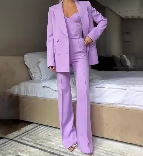 Maggie | Women's Three-Piece Blazer Set Corset Top & Flare Pants