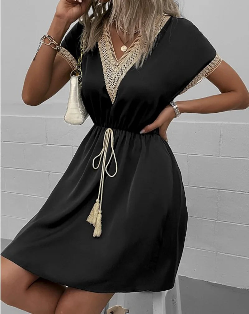 Sadie | Women's V Neck Bohemian Flowy Draped Dress Everyday