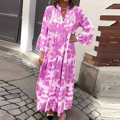Julia | Women's Bohemian Flowy Printed Draped Maxi Dress Everyday