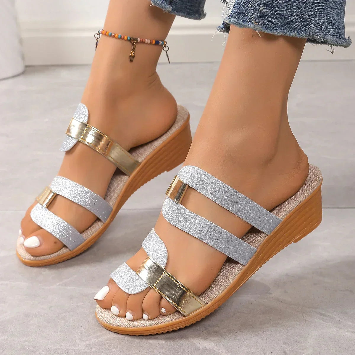 Bailey | Women's Woven Slip-On Buckle Sandals