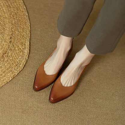 Emily | Women's Block Heel Pumps Pointed Toe Slip On Work Shoes