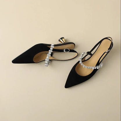 Candace | Women's Crystal Strap Slingback Heels Pointed Toe Pumps
