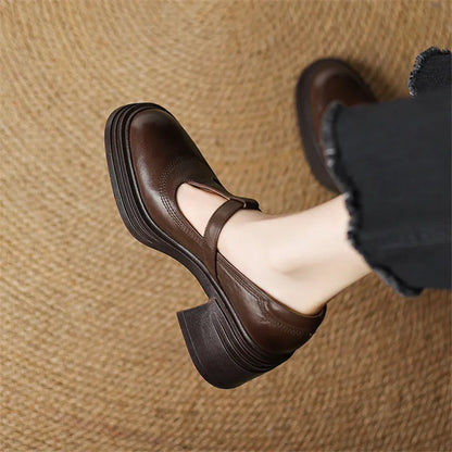 Naomi | Women's Chunky Block Heel Mary Jane Pumps Round Toe Strap