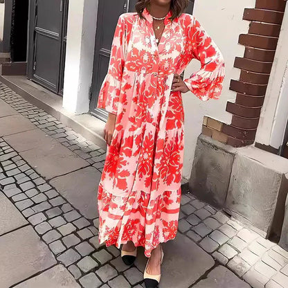 Julia | Women's Bohemian Flowy Printed Draped Maxi Dress Everyday