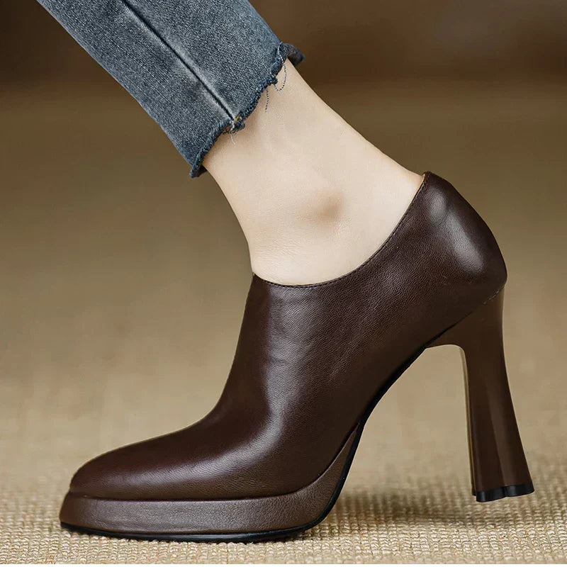 Natasha | Women's High Heel Pumps Platform Block Heel Side Zipper