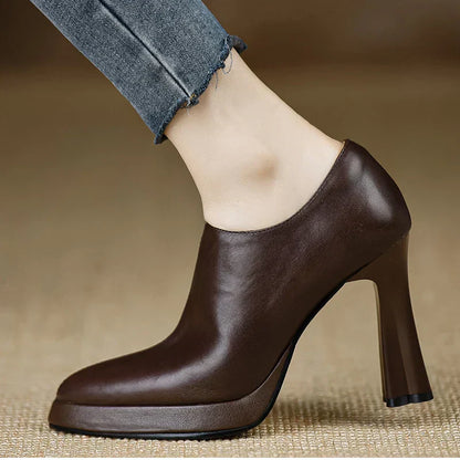 Natasha | Women's High Heel Pumps Platform Block Heel Side Zipper