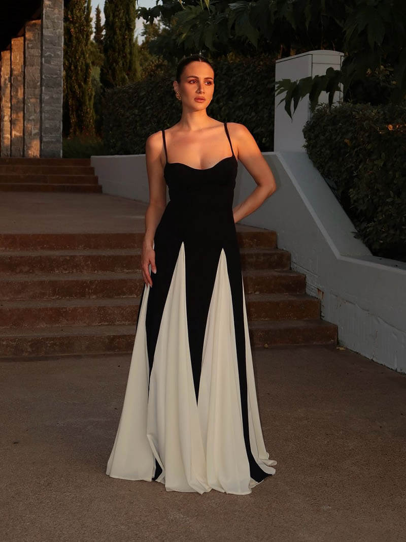 Morgan | Refined Black-and-White Maxi Dress