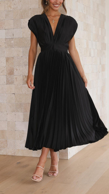 Maya | Refined Pleated Maxi Dress