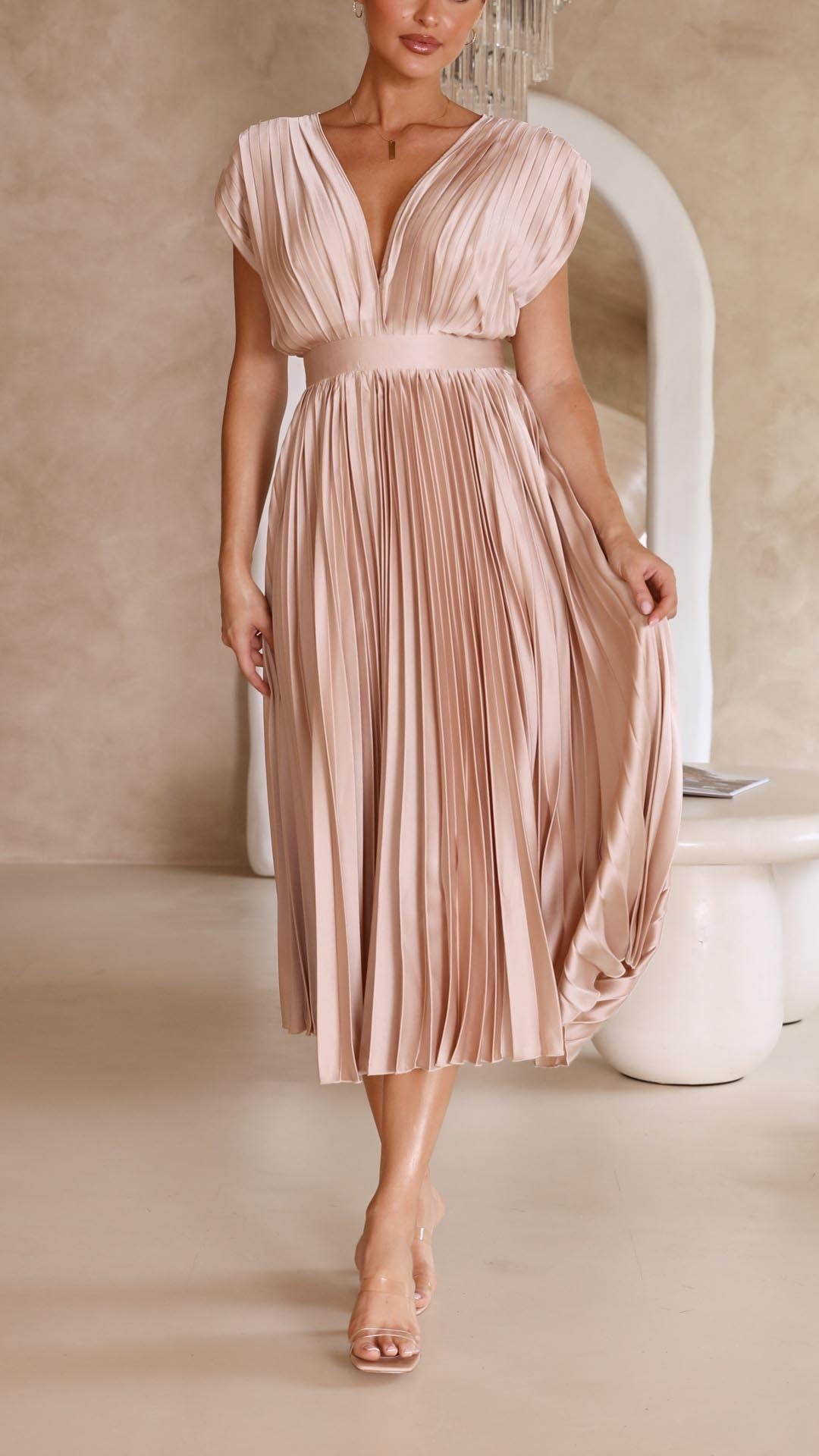 Maya | Refined Pleated Maxi Dress