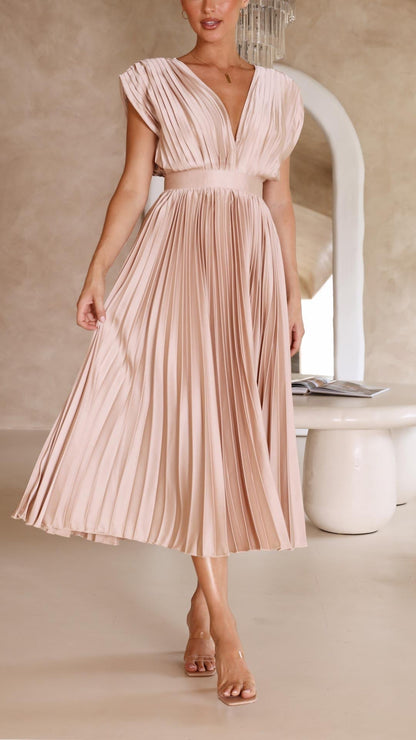 Maya | Refined Pleated Maxi Dress