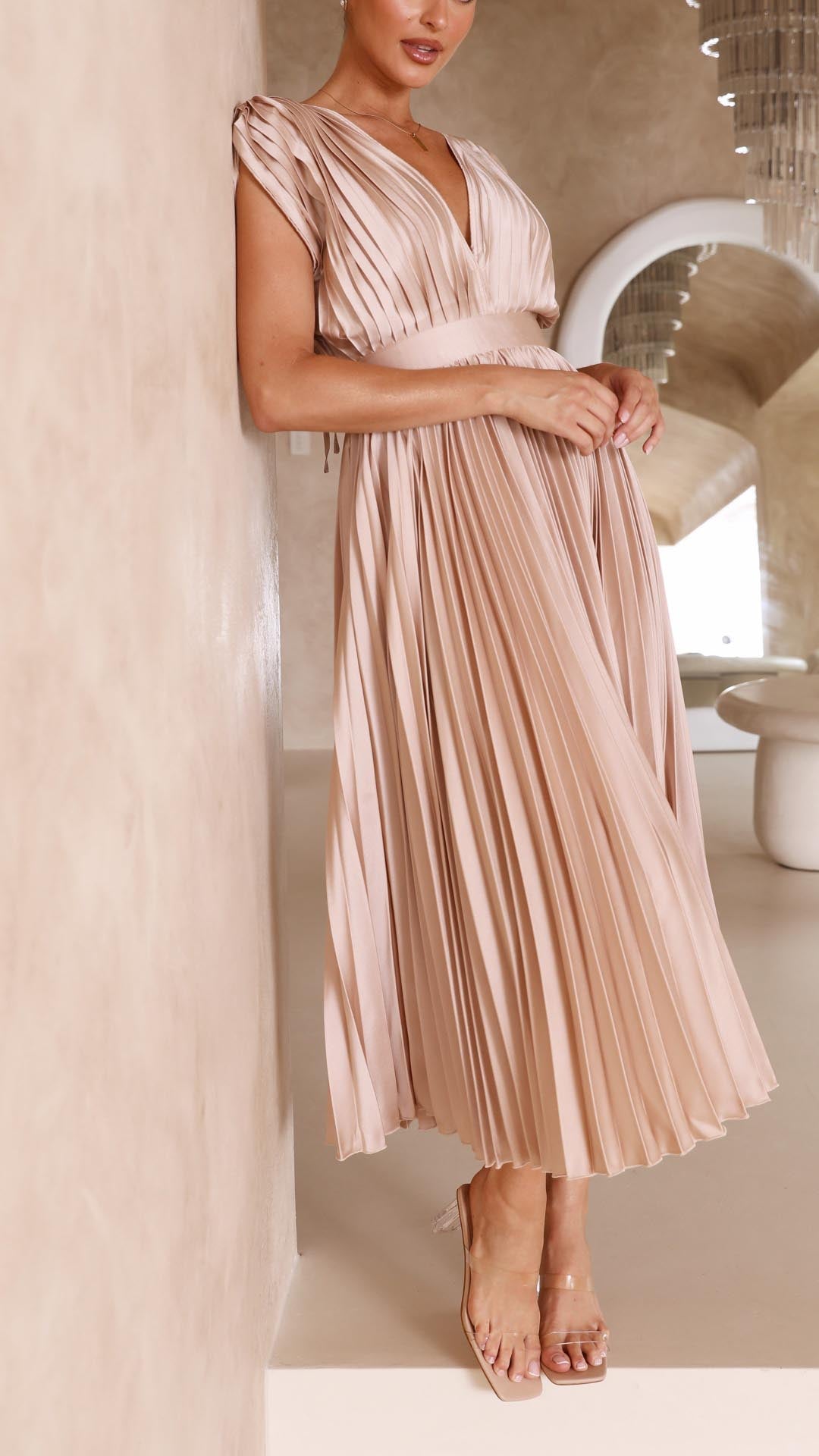 Maya | Refined Pleated Maxi Dress