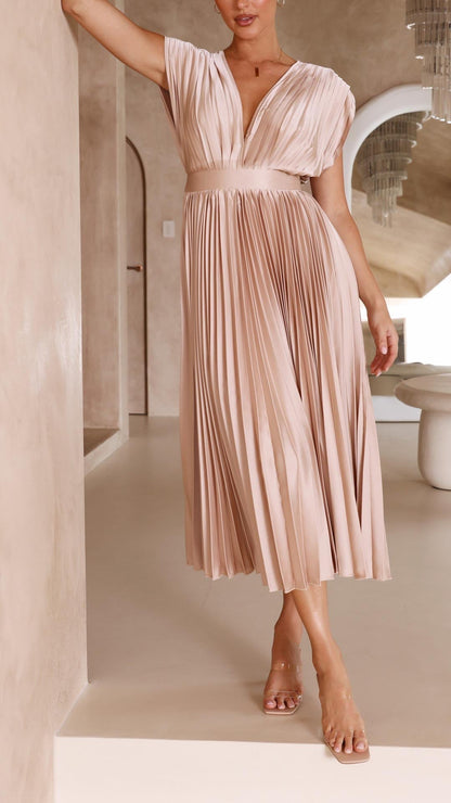Maya | Refined Pleated Maxi Dress