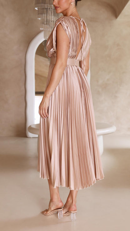 Maya | Refined Pleated Maxi Dress