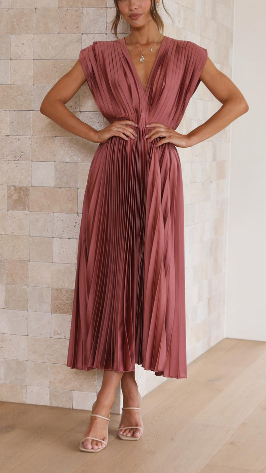 Maya | Refined Pleated Maxi Dress