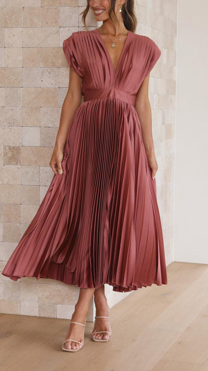 Maya | Refined Pleated Maxi Dress