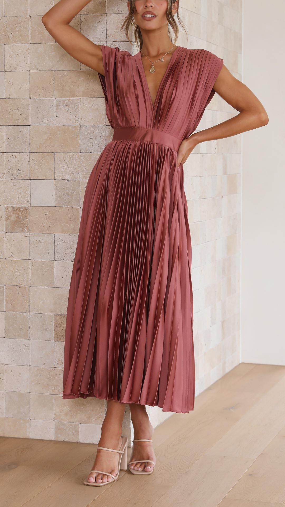 Maya | Refined Pleated Maxi Dress