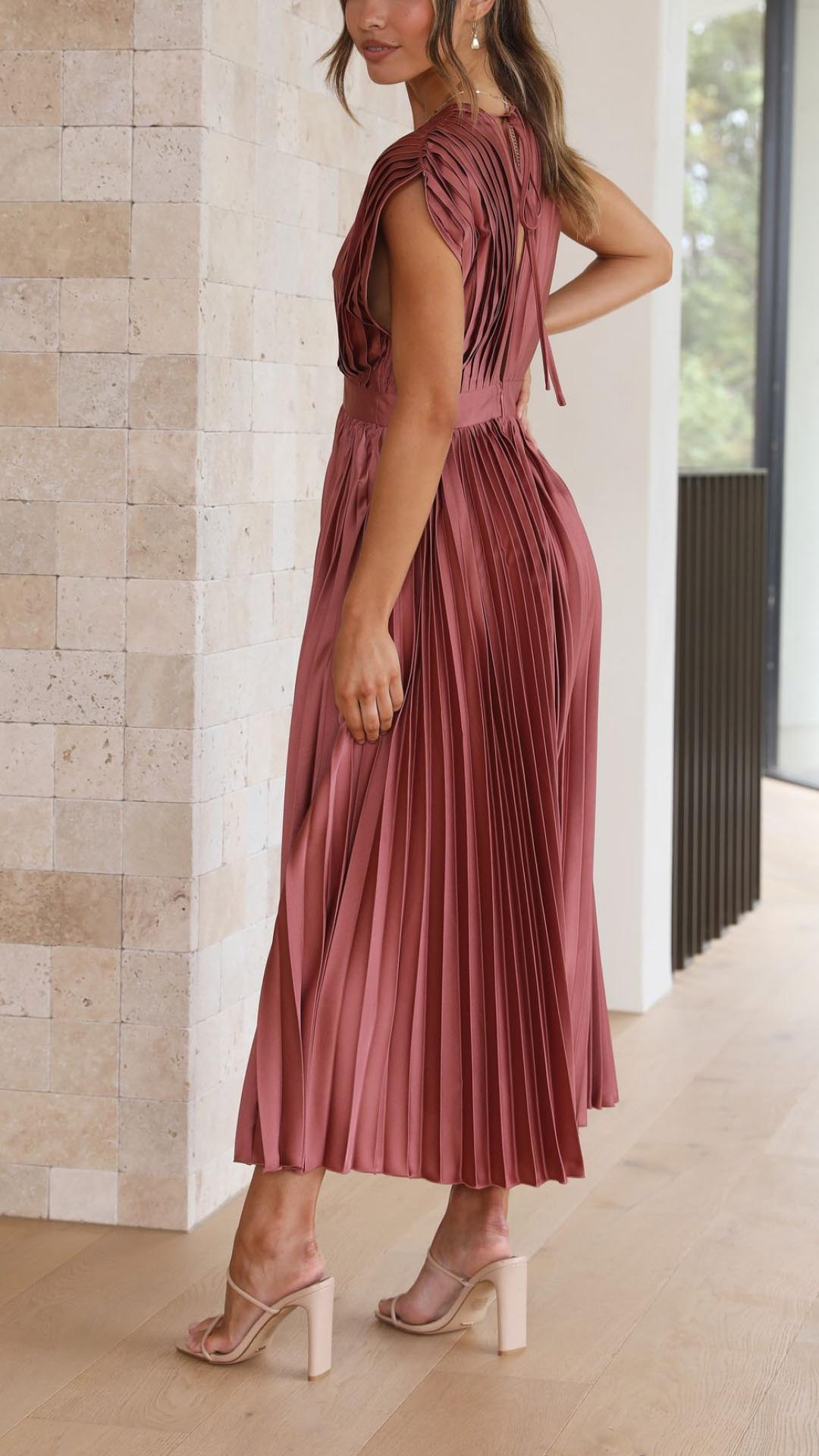 Maya | Refined Pleated Maxi Dress