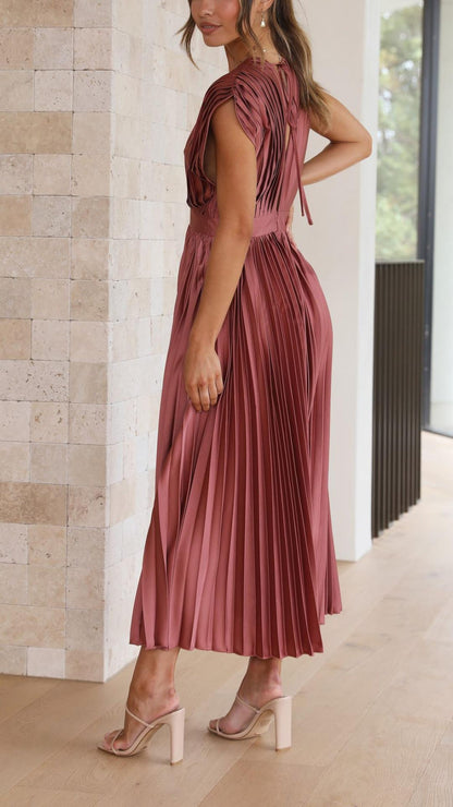 Maya | Refined Pleated Maxi Dress