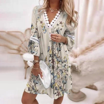 Brooke | Women's Bohemian Loose Fit Printed Short Dress Evening