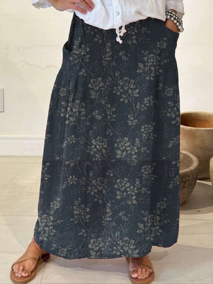 Sierra | Retro Floral Elastic waistband Pocket Skirt