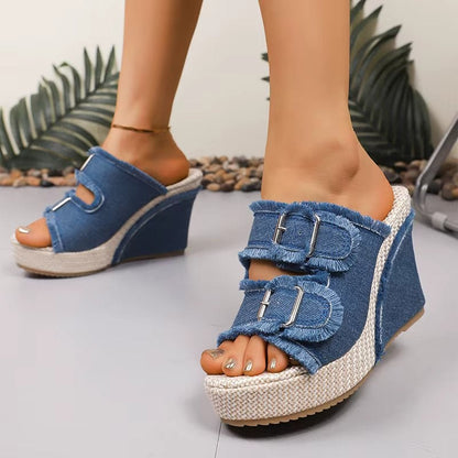 Bethany | Women's Adjustable Buckle Wedge Sandals