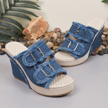 Bethany | Women's Adjustable Buckle Wedge Sandals