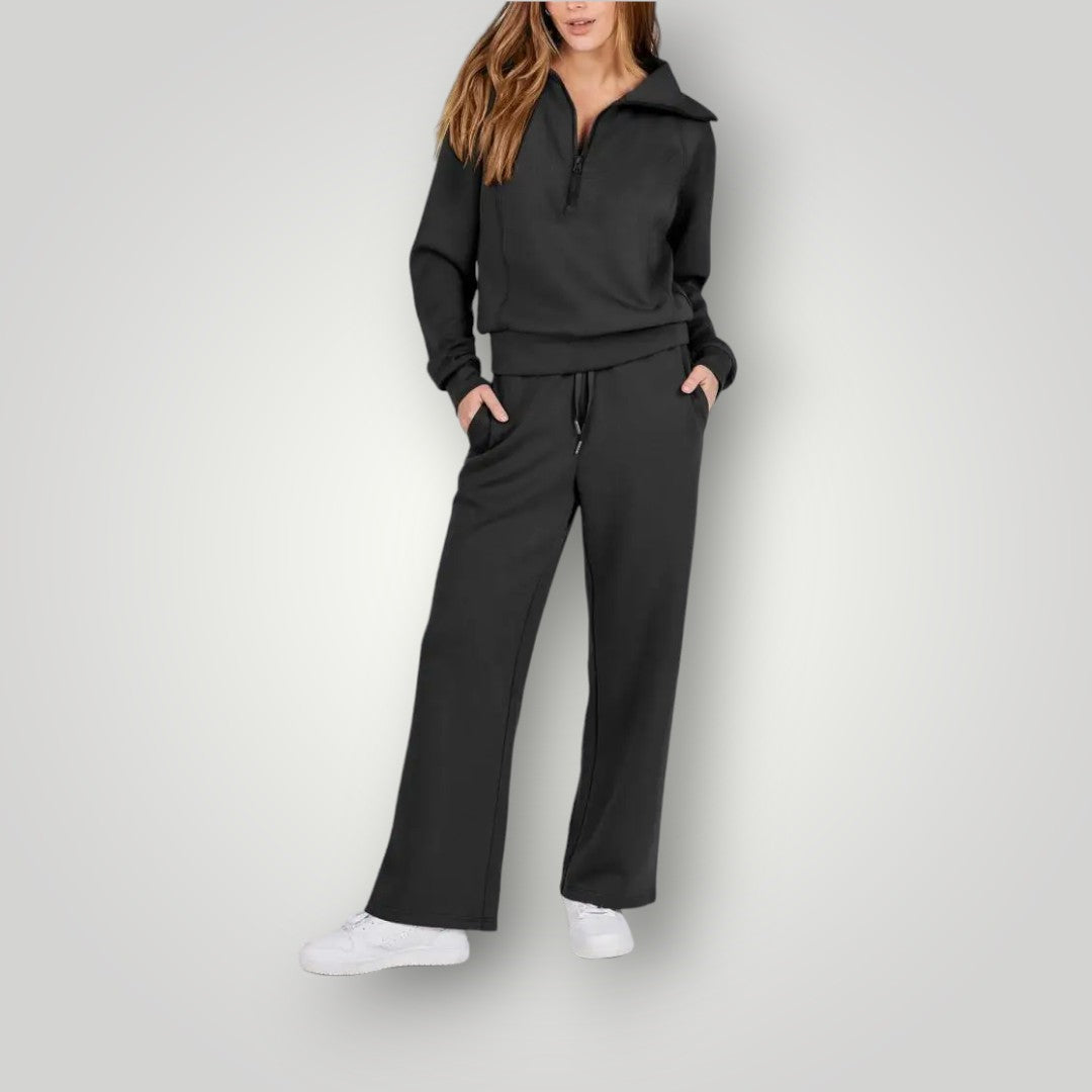 Bianca | Women's Loungewear Set Half Zip Sweatshirt Wide Leg Pants