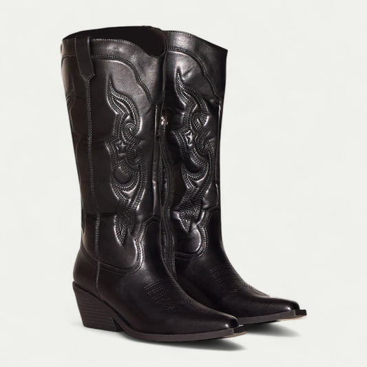 Angie | Western Calf High Pointed Toe Boots for Women