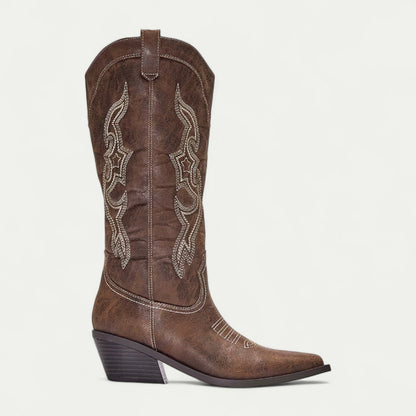 Angie | Western Calf High Pointed Toe Boots for Women