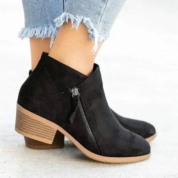 Riley | Womenâs Ankle Boots â Side-Zip Design with Low Heel