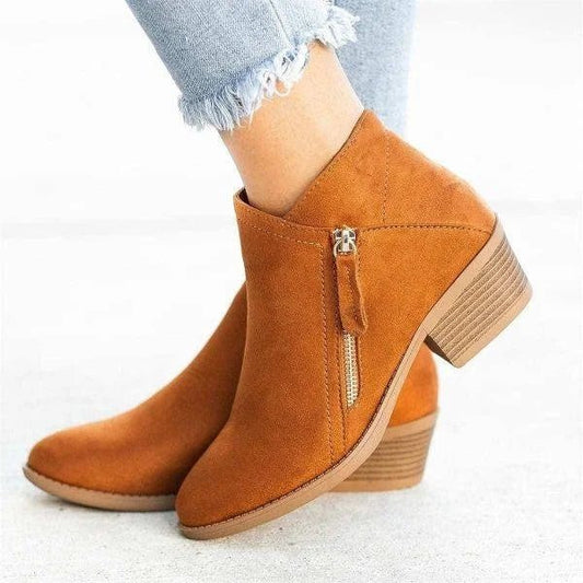 Riley | Womenâs Ankle Boots â Side-Zip Design with Low Heel