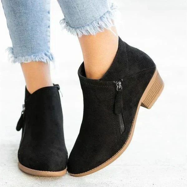 Riley | Womenâs Ankle Boots â Side-Zip Design with Low Heel