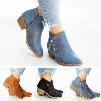 Riley | Womenâs Ankle Boots â Side-Zip Design with Low Heel