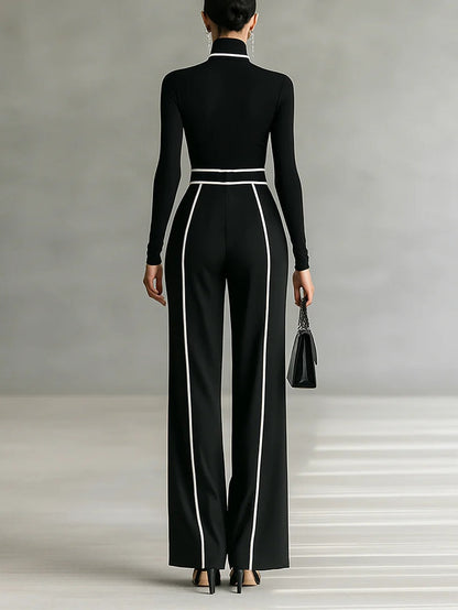 Linda™ | High-Neck Top & Wide-Leg Pants Set with Belt