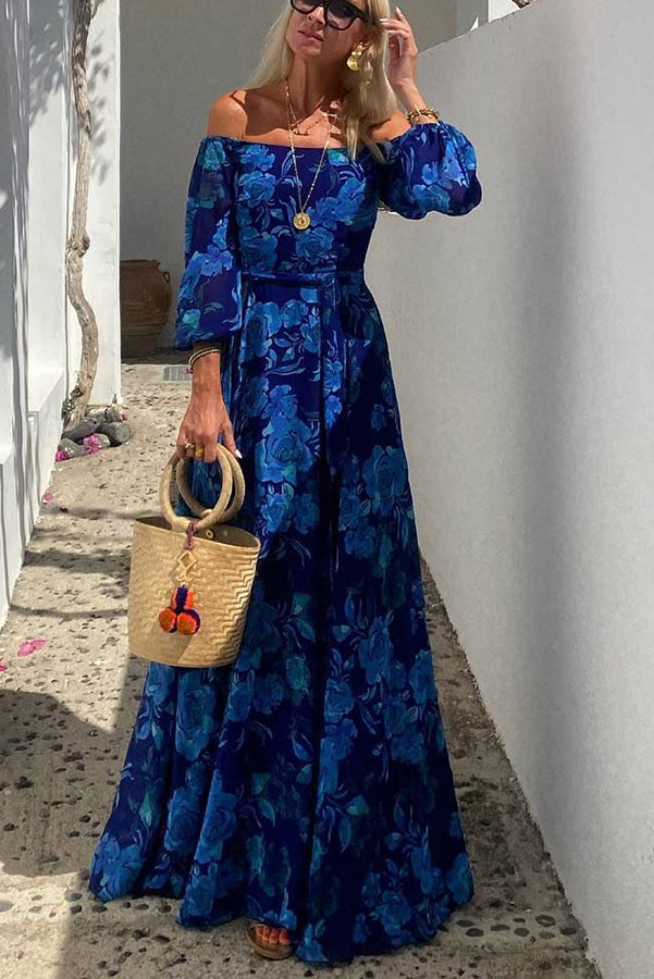 Peyton | Women's Off Shoulder Floral Flowy Maxi Dress Evening