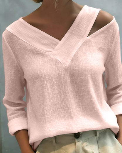 Nadia | Women's Asymmetric V-Neck Long Sleeve Top
