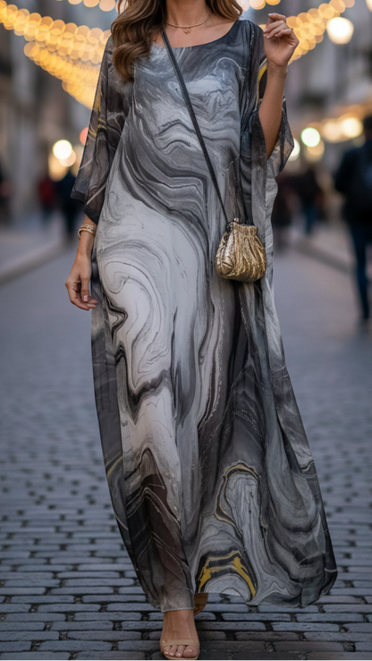 Quinn | Women's Chiffon Kaftan Maxi Dress Batwing Sleeve Occasion