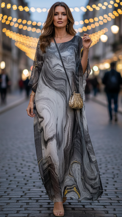 Quinn | Women's Chiffon Kaftan Maxi Dress Batwing Sleeve Occasion