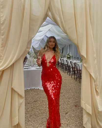 Taylor | Women's Wedding Guest Sequin Backless Dress