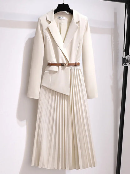 Ivy | Women's Belted Pleated Mid-Length Dress