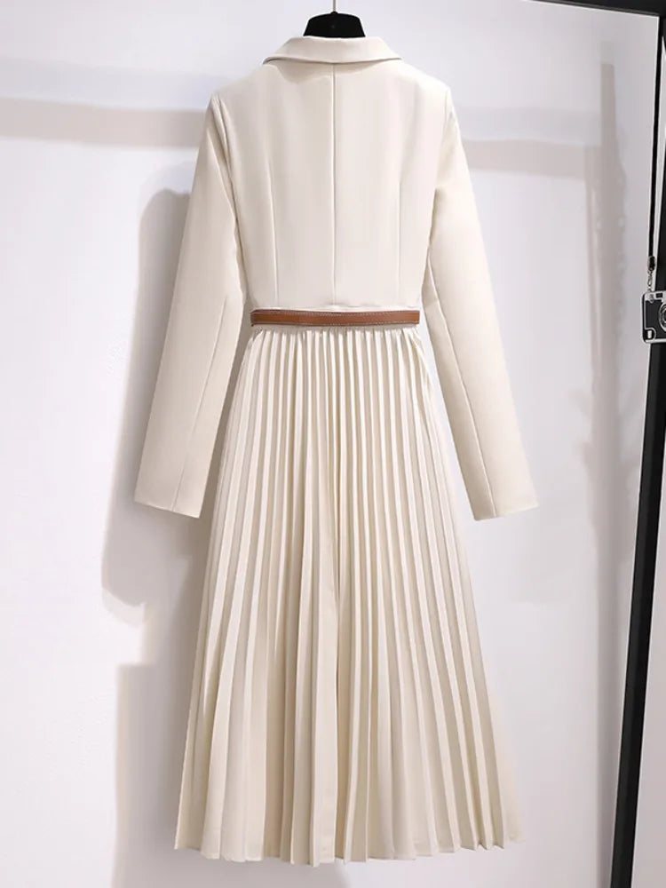 Ivy | Women's Belted Pleated Mid-Length Dress