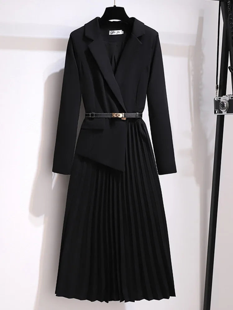 Ivy | Women's Belted Pleated Mid-Length Dress