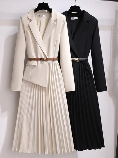 Ivy | Women's Belted Pleated Mid-Length Dress