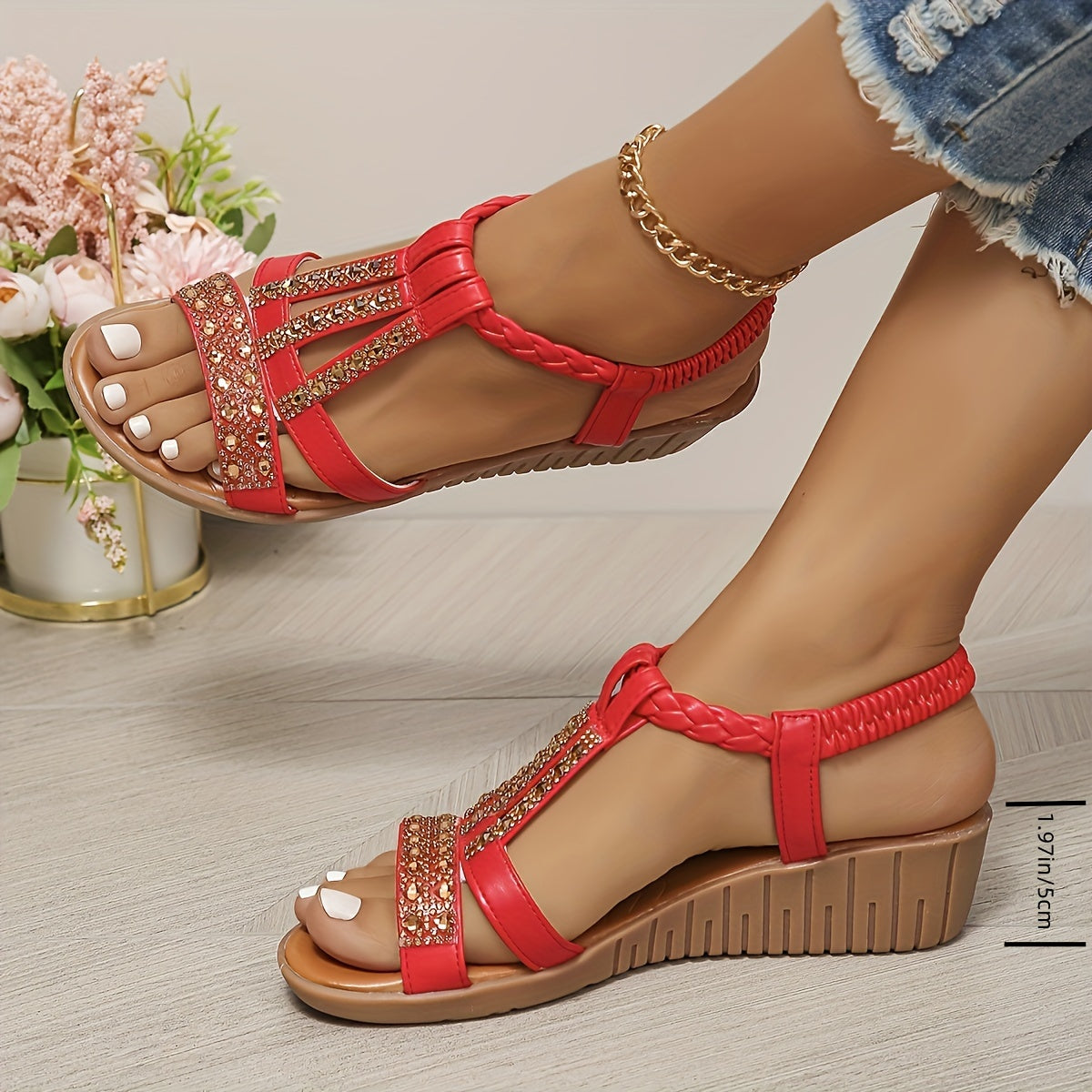Isabella | Women's Rhinestone Woven Sandals