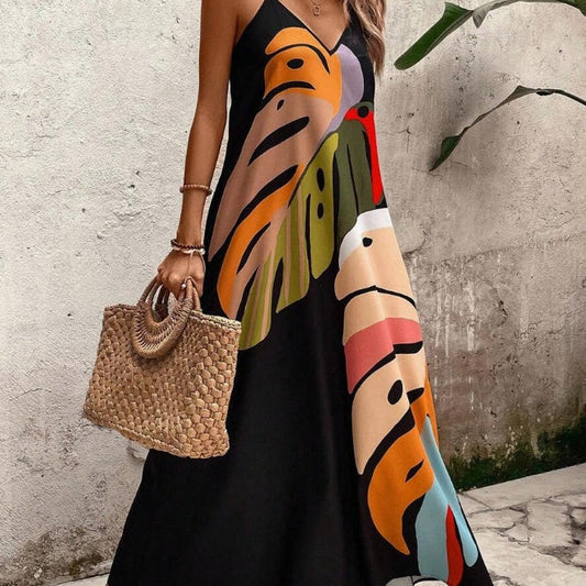 Brielle | Women’s Vibrant Leaf Print Maxi Dress