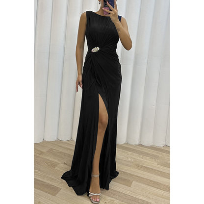 Reagan | Women's Wedding Guest Pleated Maxi Dress Evening