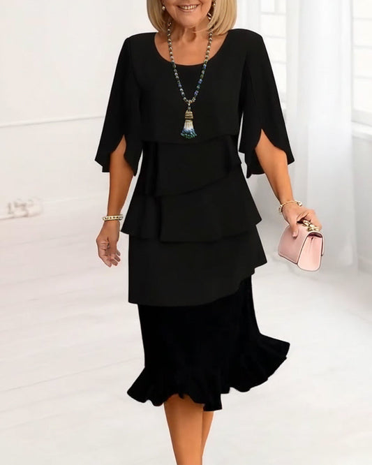 Jordan | Women's Ruffle Tiered Mid-Length Dress