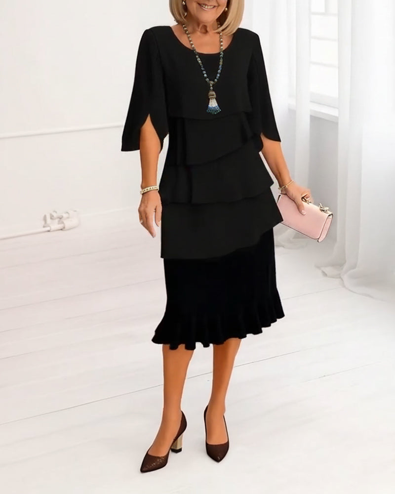 Jordan | Women's Ruffle Tiered Mid-Length Dress